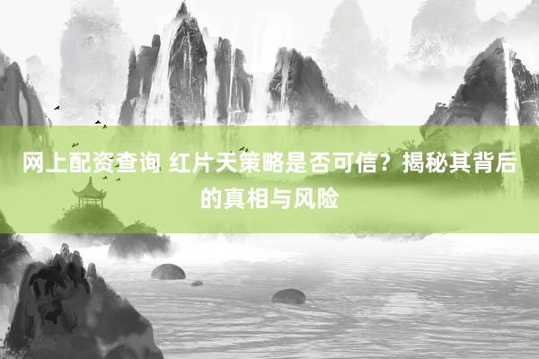 网上配资查询 红片天策略是否可信？揭秘其背后的真相与风险