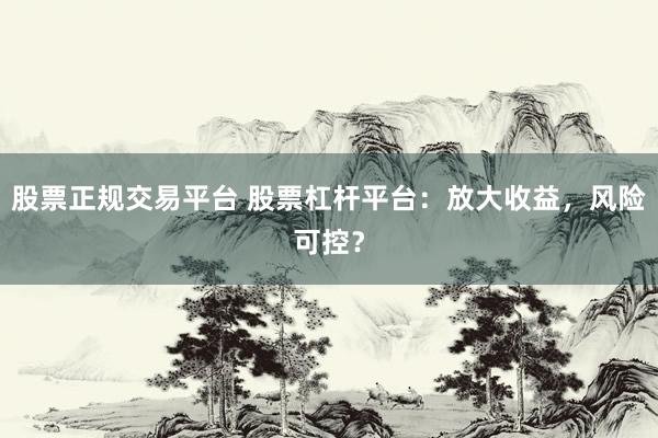 股票正规交易平台 股票杠杆平台：放大收益，风险可控？