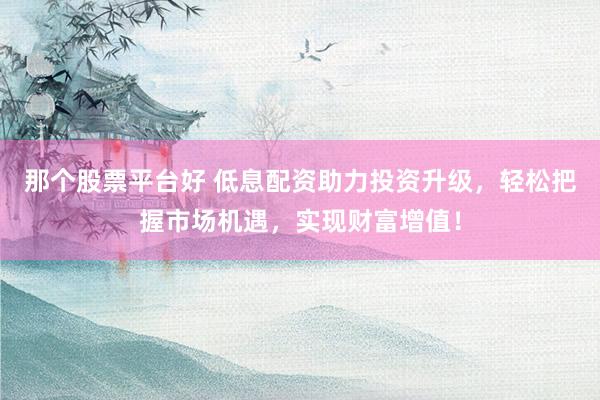 那个股票平台好 低息配资助力投资升级，轻松把握市场机遇，实现财富增值！