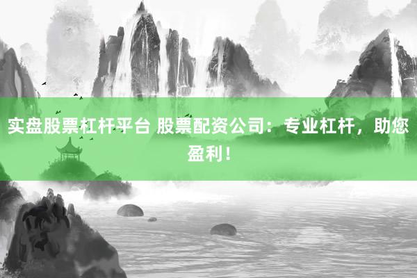 实盘股票杠杆平台 股票配资公司：专业杠杆，助您盈利！
