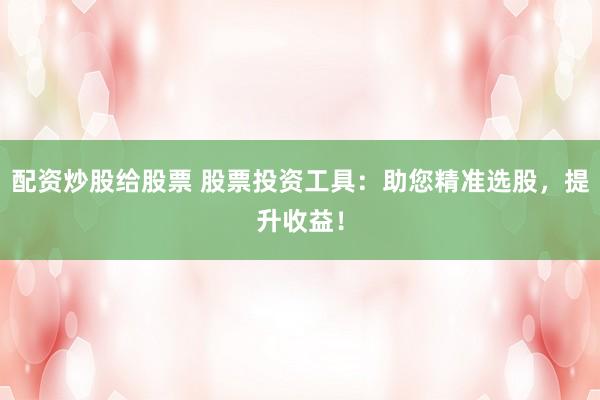 配资炒股给股票 股票投资工具：助您精准选股，提升收益！