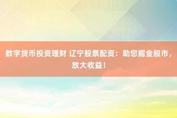 数字货币投资理财 辽宁股票配资：助您掘金股市，放大收益！