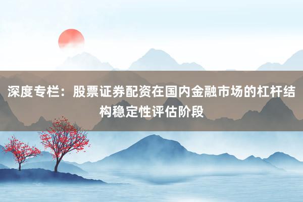 深度专栏:股票证券配资在国内金融市场的杠杆结构稳定性评估阶段