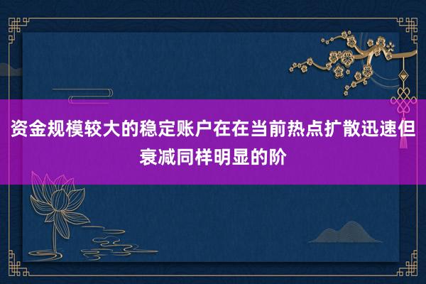 资金规模较大的稳定账户在在当前热点扩散迅速但衰减同样明显的阶
