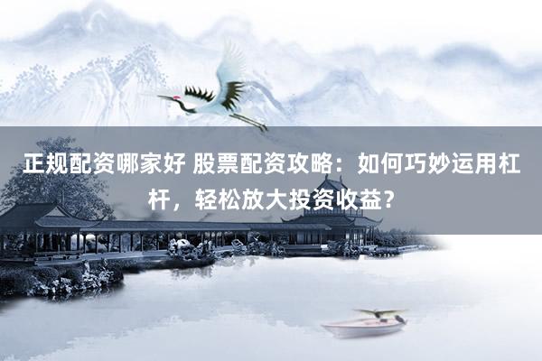 正规配资哪家好 股票配资攻略：如何巧妙运用杠杆，轻松放大投资收益？
